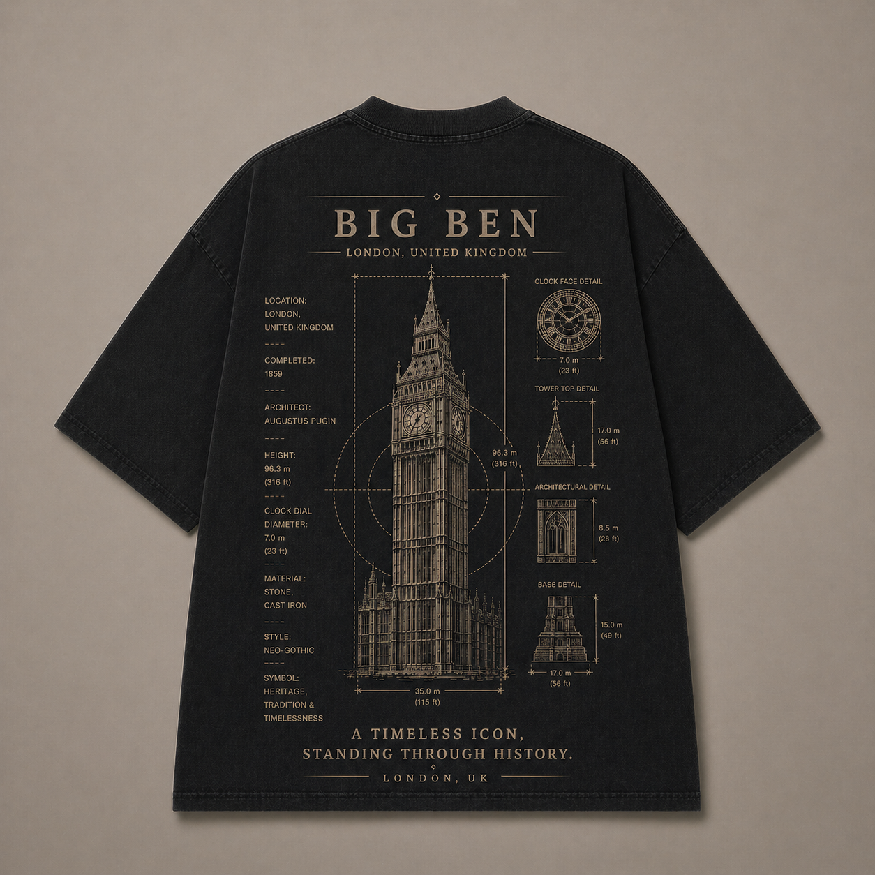 {{ product.title }} vintage blueprint t-shirt back print {{ shop.name }}