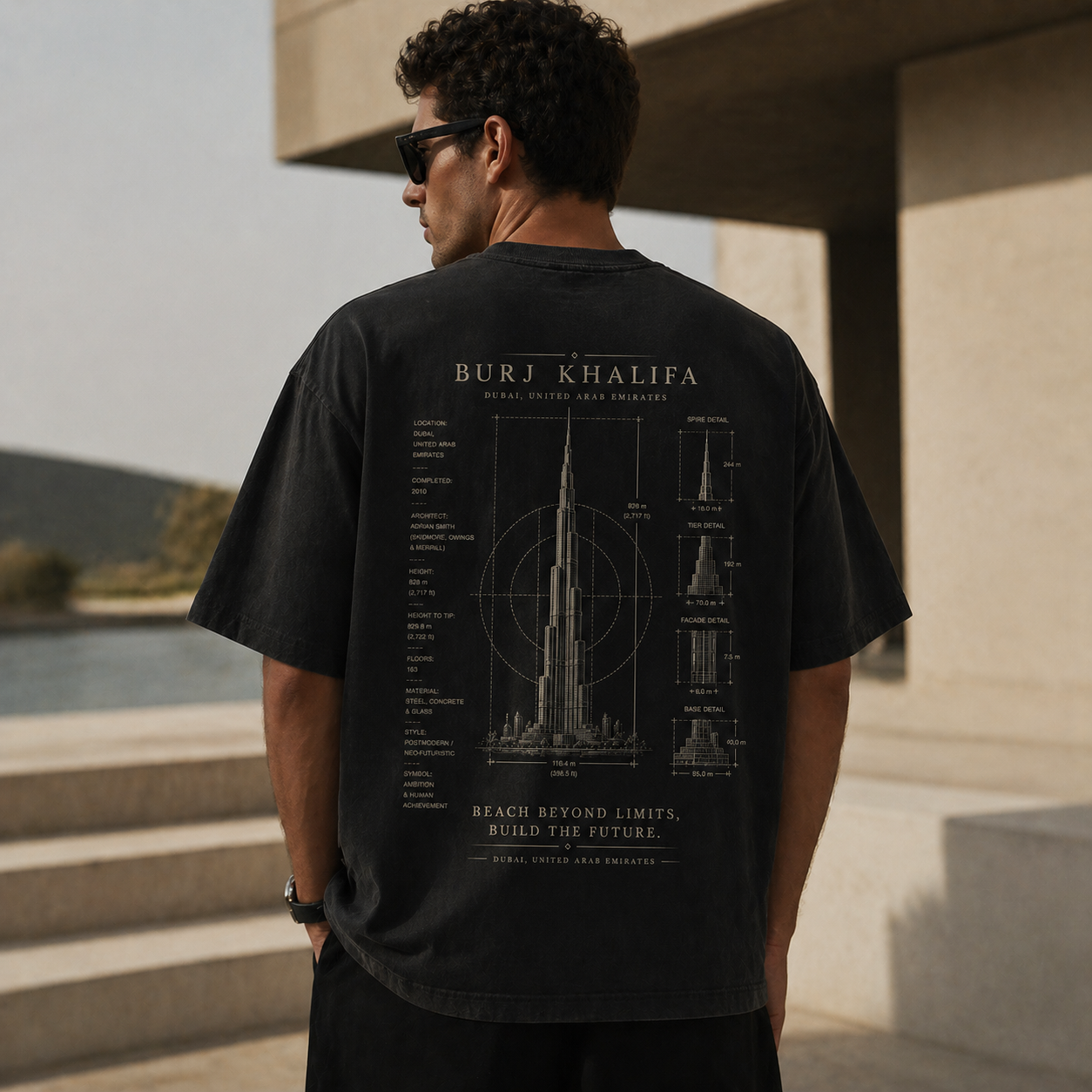 {{ product.title }} vintage blueprint t-shirt back print {{ shop.name }}