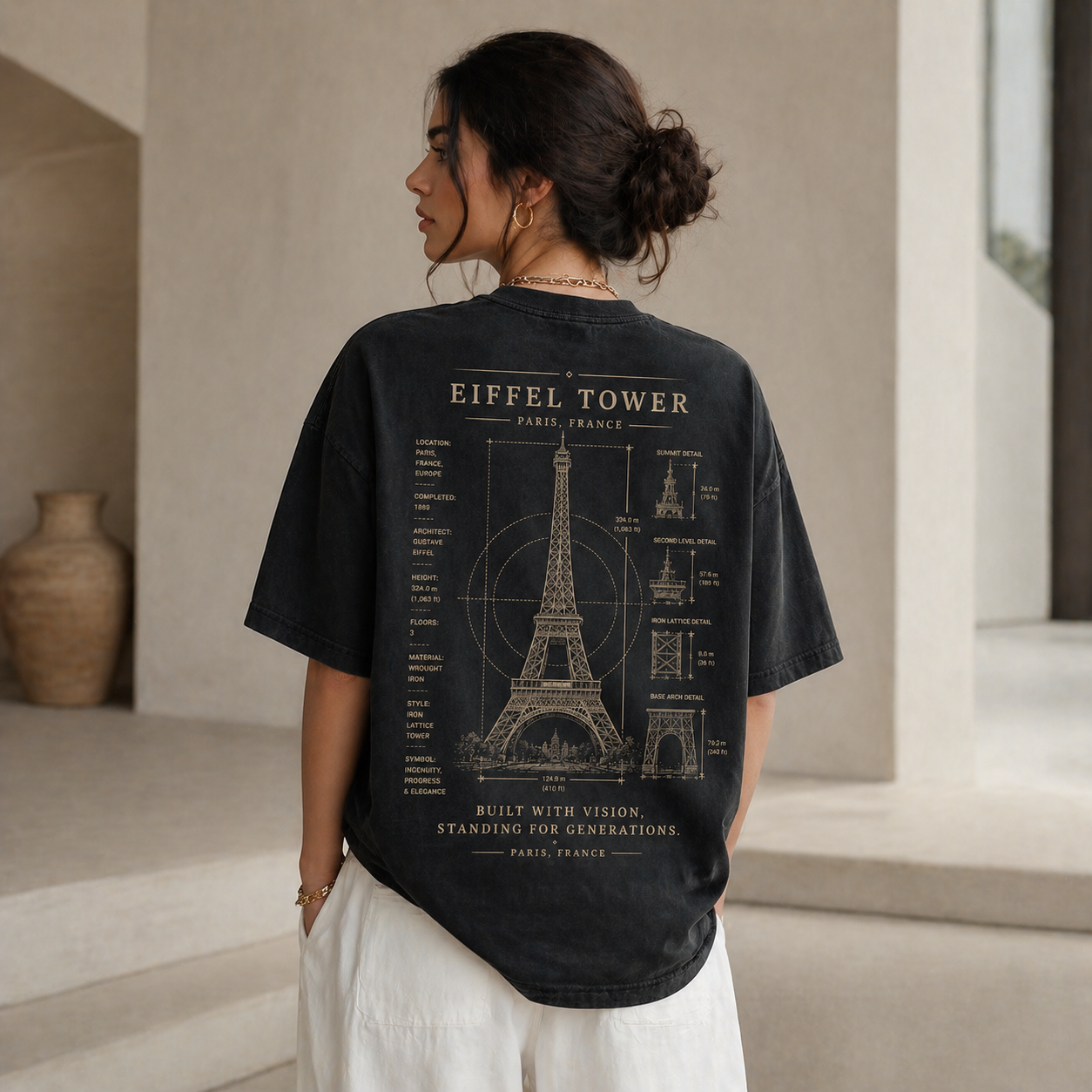 {{ product.title }} vintage blueprint t-shirt back print {{ shop.name }}