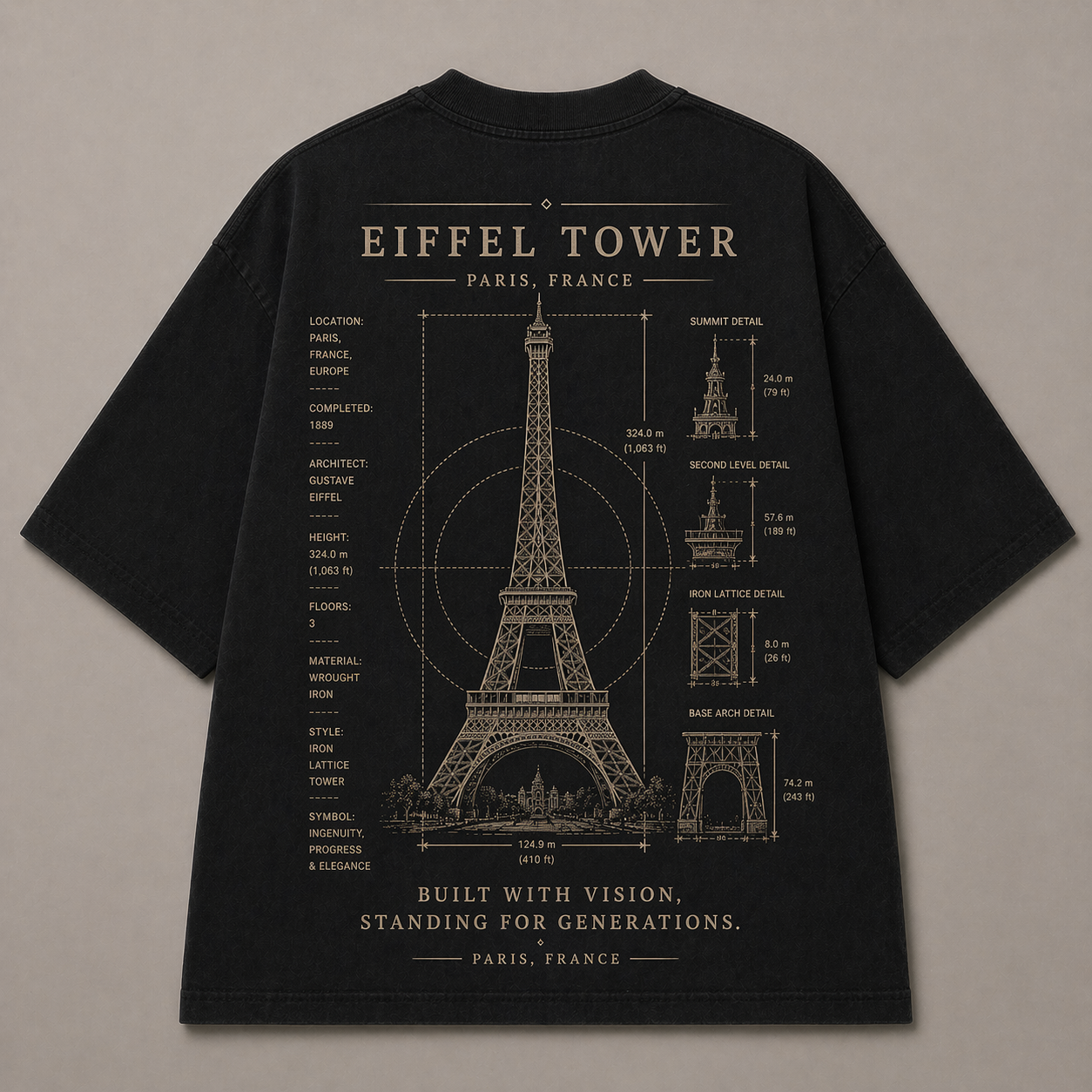 {{ product.title }} vintage blueprint t-shirt back print {{ shop.name }}